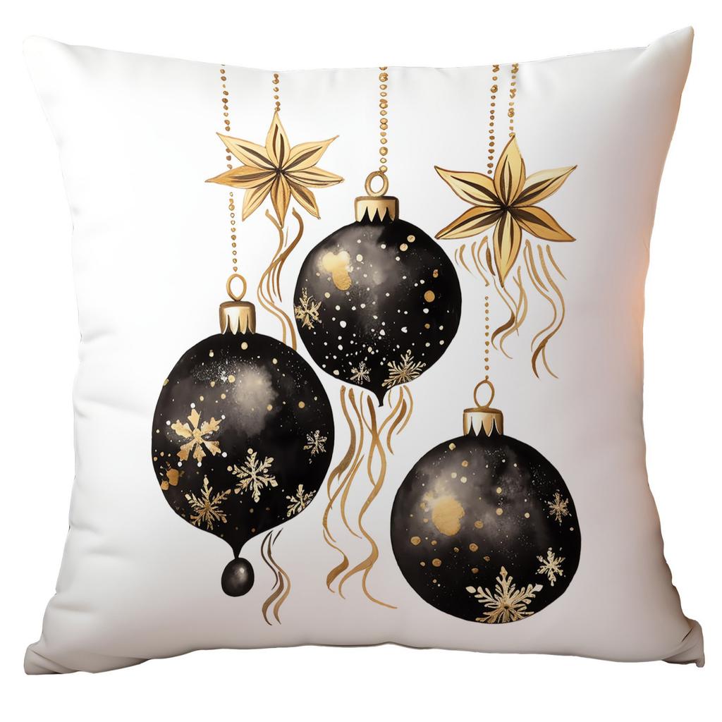 New Christmas Pillowcase High-end Light Luxury Black Gold Color Printing Home Cushion Pillowcase