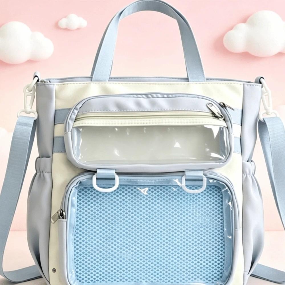 Cream Color Transparent Ita Bag Transparent Design Portable Tote Bag Versatile Shoulder Bag Women
