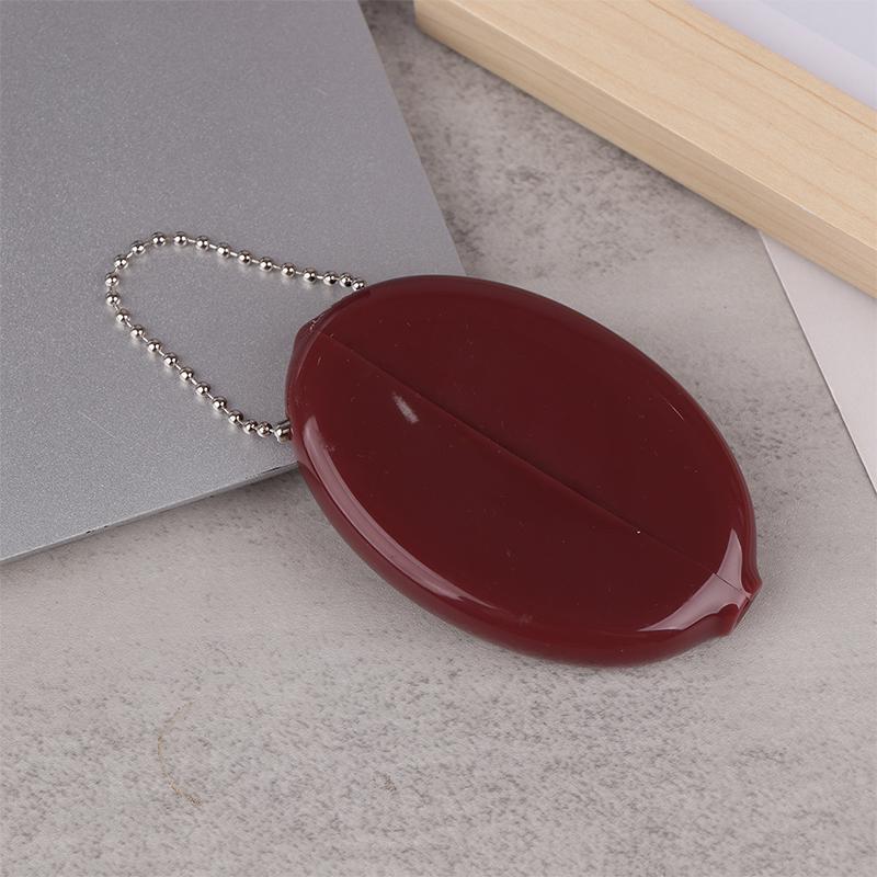 Solid Color PVC Fashion Portable Bag Pendant Small Oval Coin Purse Mini Earrings Rings Storage Box With Chain