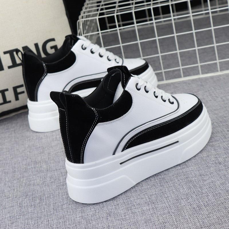 Fashion Thick-soled Pink Sneakers Shoes Women's Spring Lace-up Slim Inner Heightening Shoes 2024 New Casual Sports Shoes Board Shoes