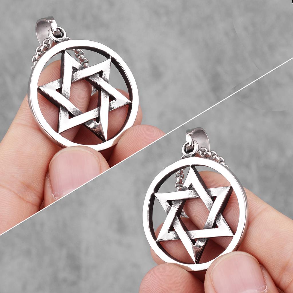 Hexagram Star Islam Stainless Steel Men Necklaces Pendants Chain Simple for Boyfriend Male Jewelry Creativity Gift Wholesale