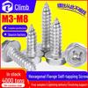 304 Stainless Steel Hex Flange Self-Tapping Screw with Washer (M3/M4/M5)
