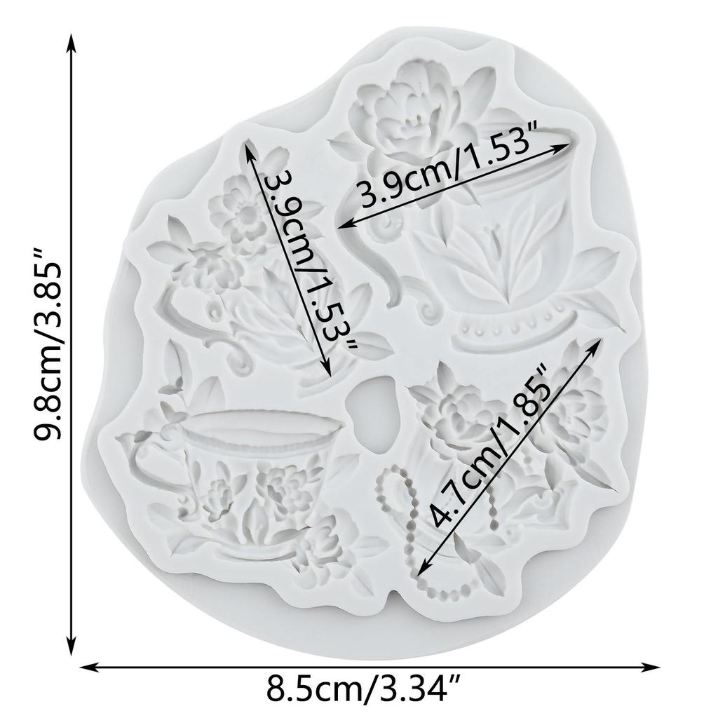 Форма из силикона для чаепития Чайник Чайная чашка Формы для мастики Инструменты для украшения торта Топпер для кекса Конфета Смола Глина Шоколад Форма для гампасты