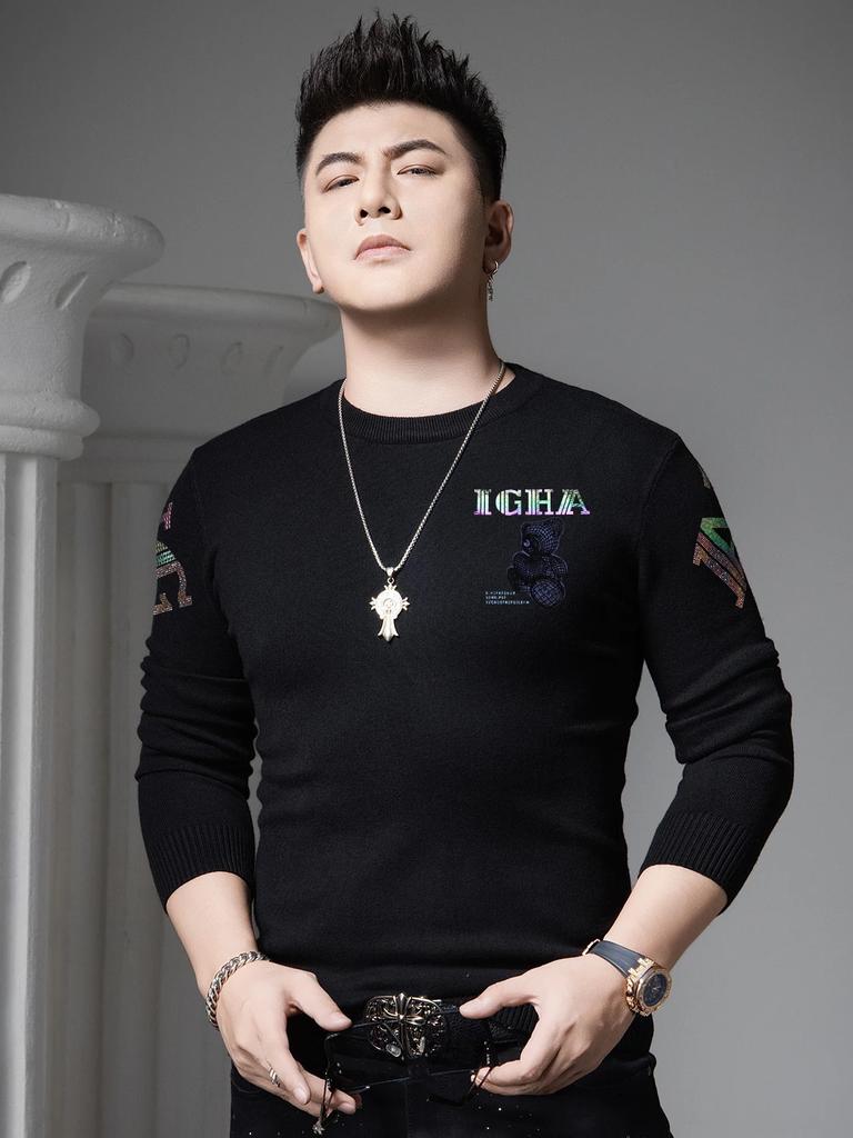 European Goods 2025 New Autumn and Winter Long-Sleeved Knitwear Men's Sweater Trendy Brand Bear Print Round Neck Sweater for Men