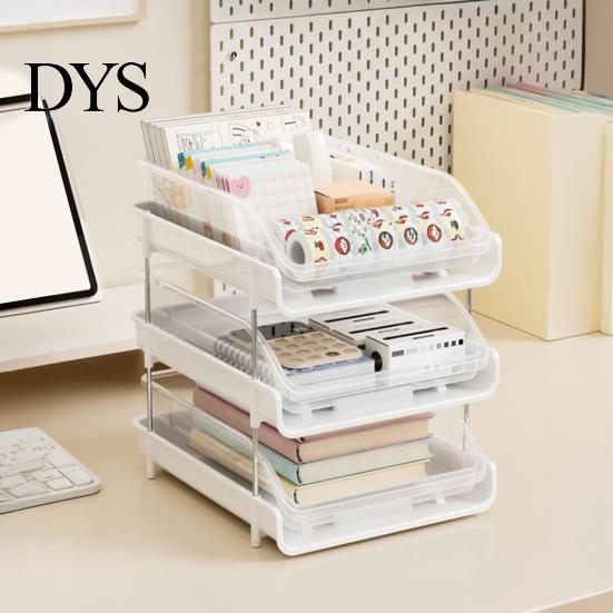 Vertical File Sorter Double Layer Desktop Storage Rack, Stackable Clear PP Organizer, Financial Document Space Saving Holder, for Office School