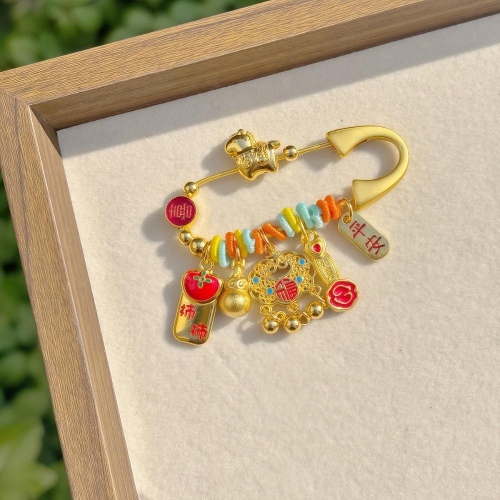 Брошь-подвеска в виде золотой лошади по знаку зодиака, пони с пескоструйной обработкой, защитная брошь, для новорожденного