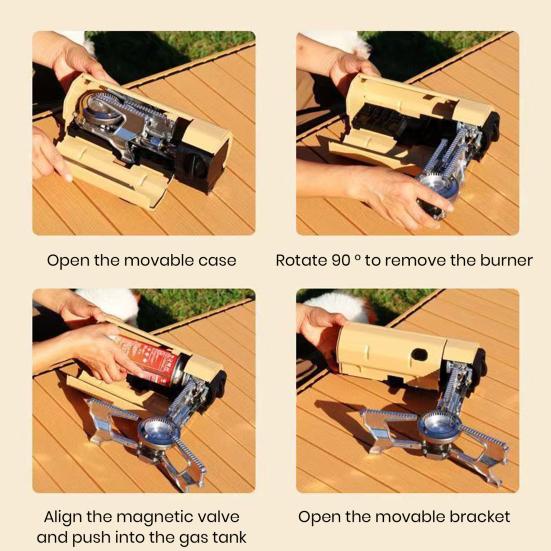 Camping Gas Stove Flame Intensity Adjustable Wind-proof Portable Travel Use Picnic Burner 2600W Folding Stove