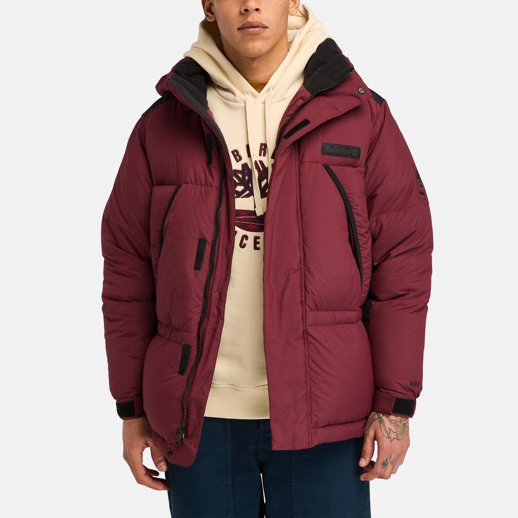 Timberland Af Прочная Водоотталкивающая Куртка-пуховик с капюшоном, модная, универсальная, мужская, бордовая A2N68-EIC