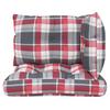 3 Piece Pallet Cushion Set Red Checkered Pattern Fabric