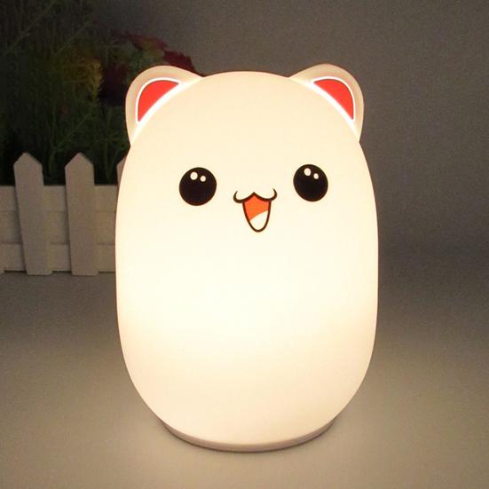 Милый силиконовый ночник с животными, функция автоматического выключения, затемняемый, перезаряжаемый, 7 цветов, детская лампа, прикроватное украшение