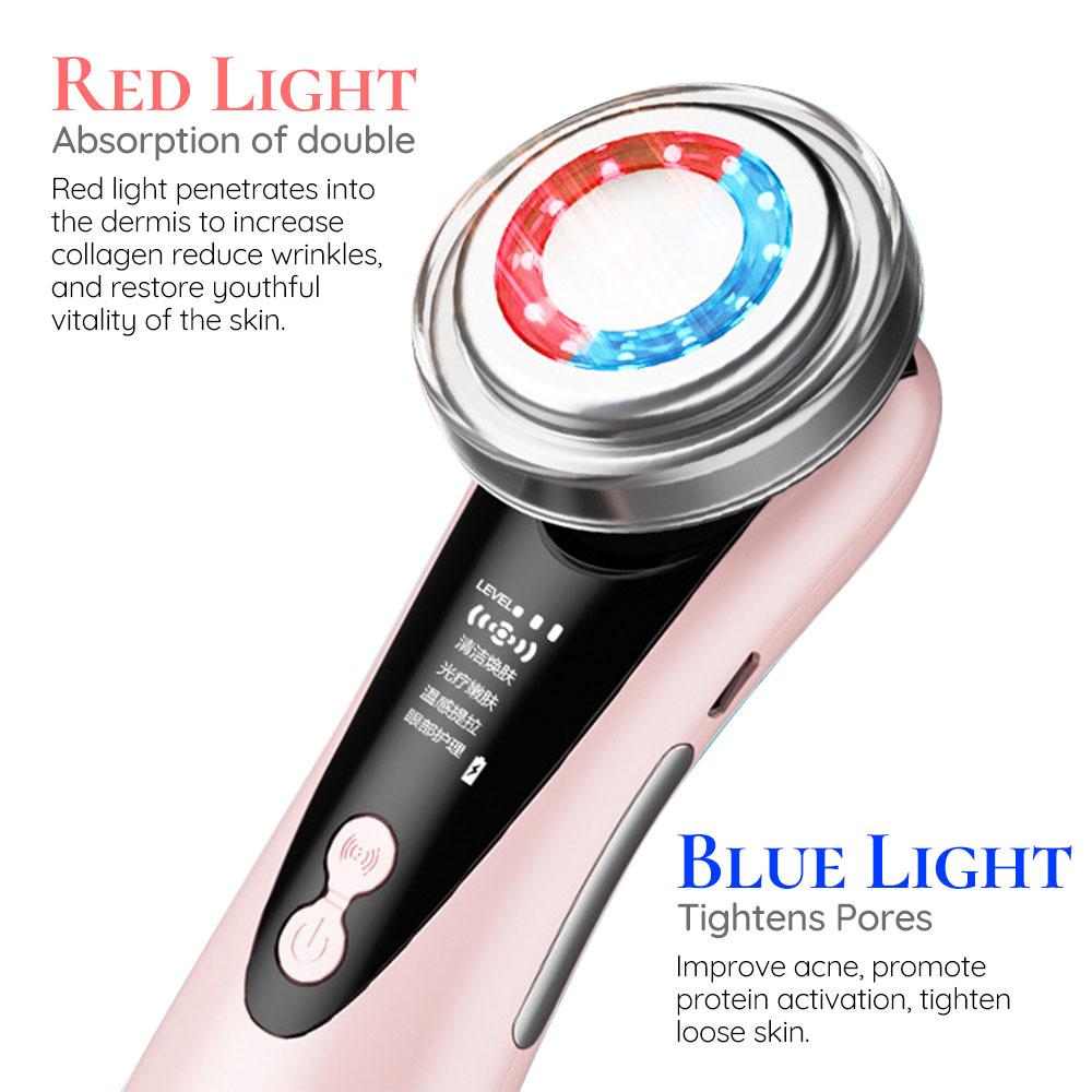 EMS Facial Massager LED Light Therapy Sonic Vibration Wrinkle Removal Skin Tightening Warm Cool Treatment Skin Care Beauty Device