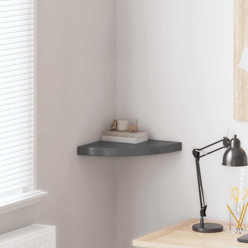 Corner Floating Shelf High Gloss Grey 35 x 35 x 3.8 cm MDF