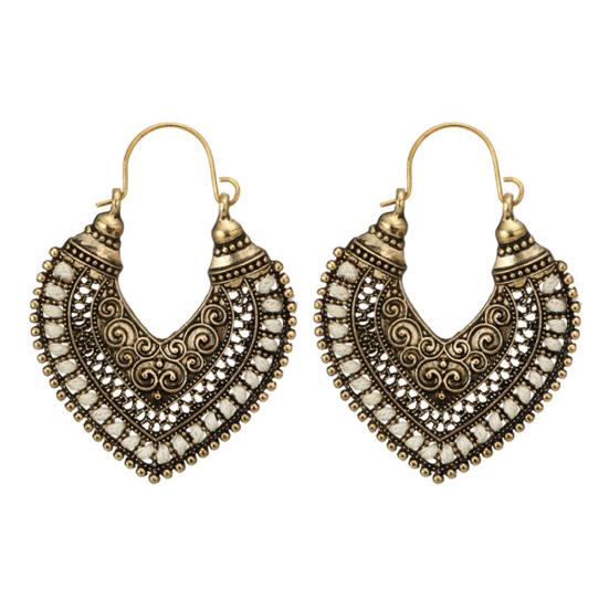 Ретро богемный сплав полые серьги с гравировкой сердца женские ювелирные изделия подарок