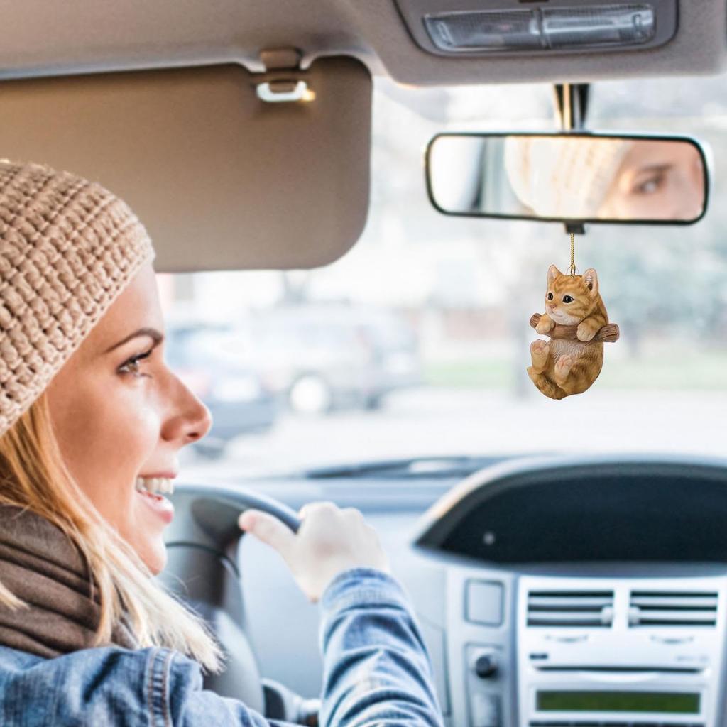 Car Pendant for Rearview Mirror Cute Cat Shape Acrylic Car Rearview Mirror Decoration -