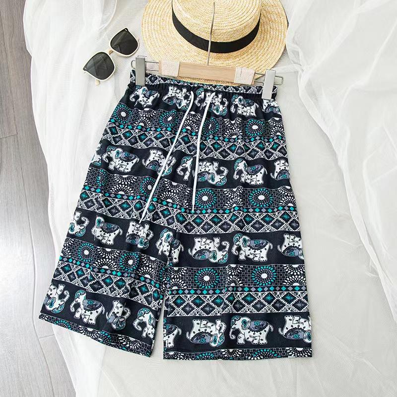 Elephant Pants Women Wide Leg Shorts Summer Thailand Thin Straight Casual Streetwear Beach Bottoms Female Clothing Fashion