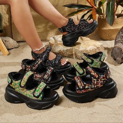 Европейские и американские новые сандалии на платформе, сандалии на липучке, большого размера, для внешней торговли, джинсовые женские туфли