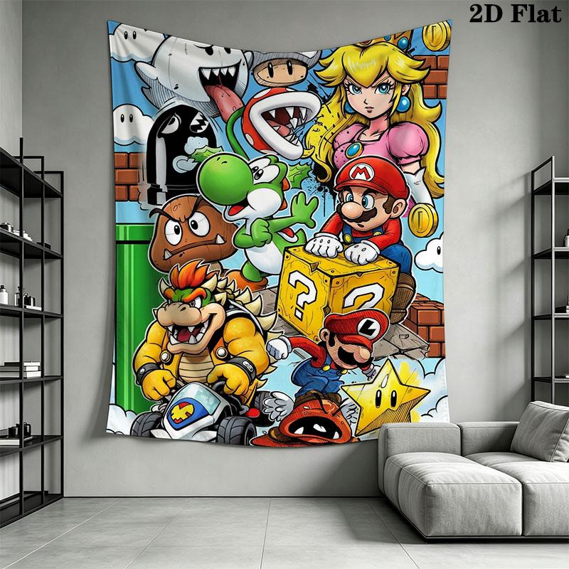 Jump Mario Star Wall Hanging Printed Fabric Blanket Decorative Tapestries for Bedroom Living Room Home Decor