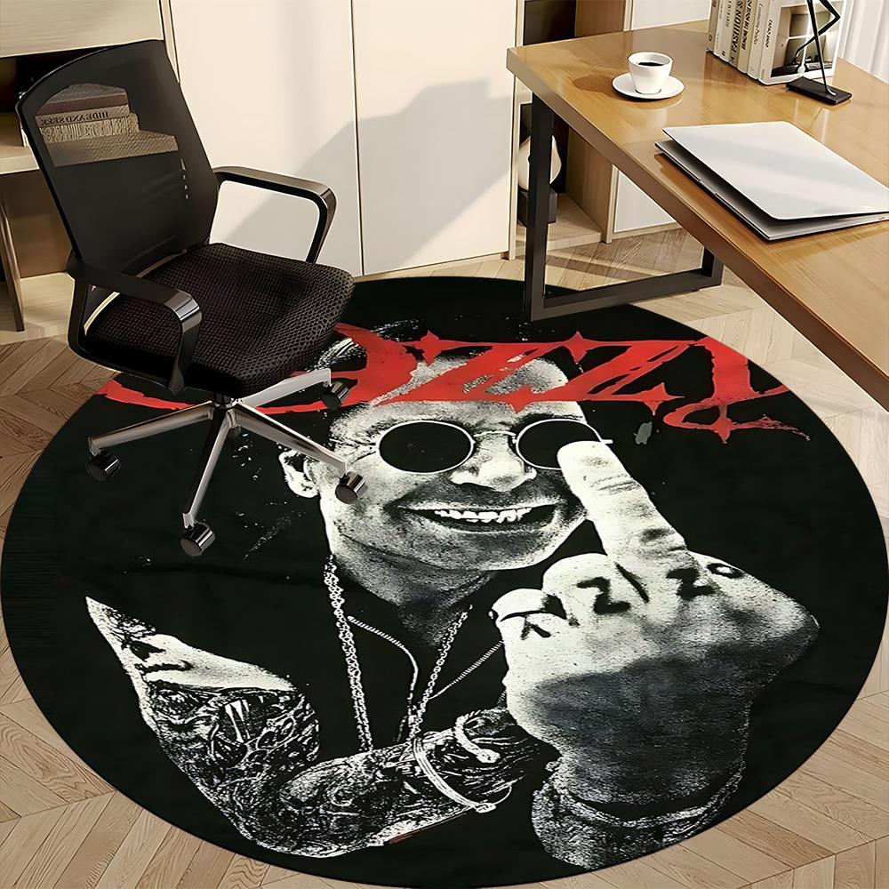 1 шт. Круглый ковер для офиса Ozzy Osbourne, Коврик для помещений, Подходит для офиса, Под офисные стулья, Спальни, Гостиной, Декор для дома, Декор комнаты110