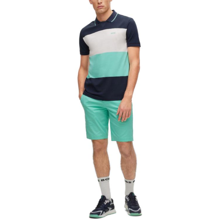 HUGO BOSS Polo Shirts Men's Dark Blue Polo Collar Moderate Straight Fit 50488299-402