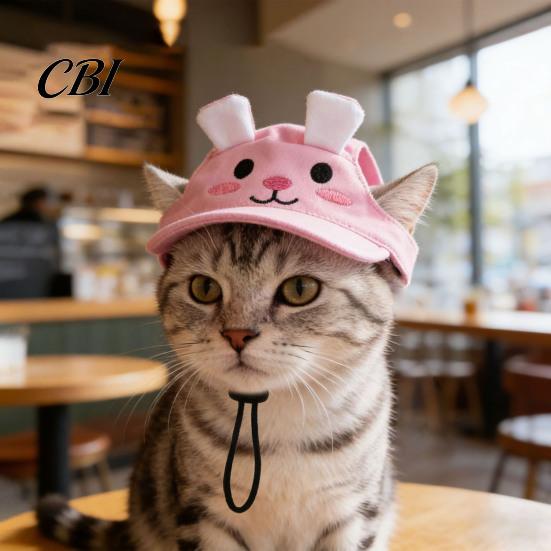 Raccoon Cat Hat Sun Hat, Cute Animal Embroidery Adjustable Summer Tiger Cap with Ear Holes for Camping Backyard Play
