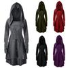 Women Cosplay Dress Gothic Solid Color Lace-up Strap Slim Waist Irregular Hem Hooded Long Sleeves Theme Parties Role-Playing St Practical Use
