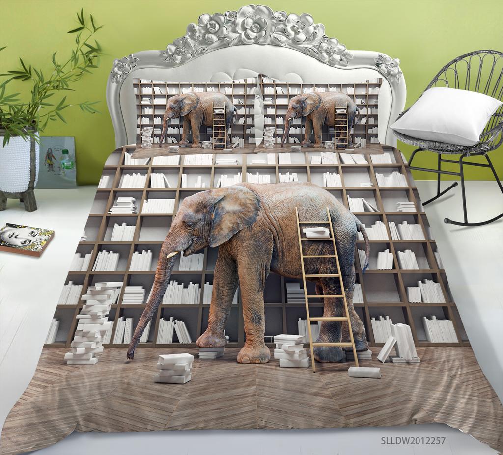 Новая мода комплект пододеяльников со слоном королевского размера, постельные принадлежности, роскошный домашний текстиль, мягкий пододеяльник с 3D принтом животных, детское постельное белье