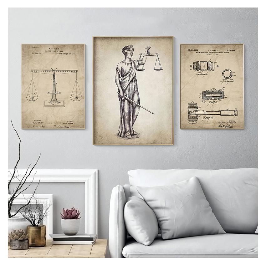 Плакаты и принты «Весы правосудия», «Юрист», подарок, художественная картина на холсте, «Юрист», офисный декор для стен, «Адвокат», «Леди, Закон правосудия», «Патент без рамки»