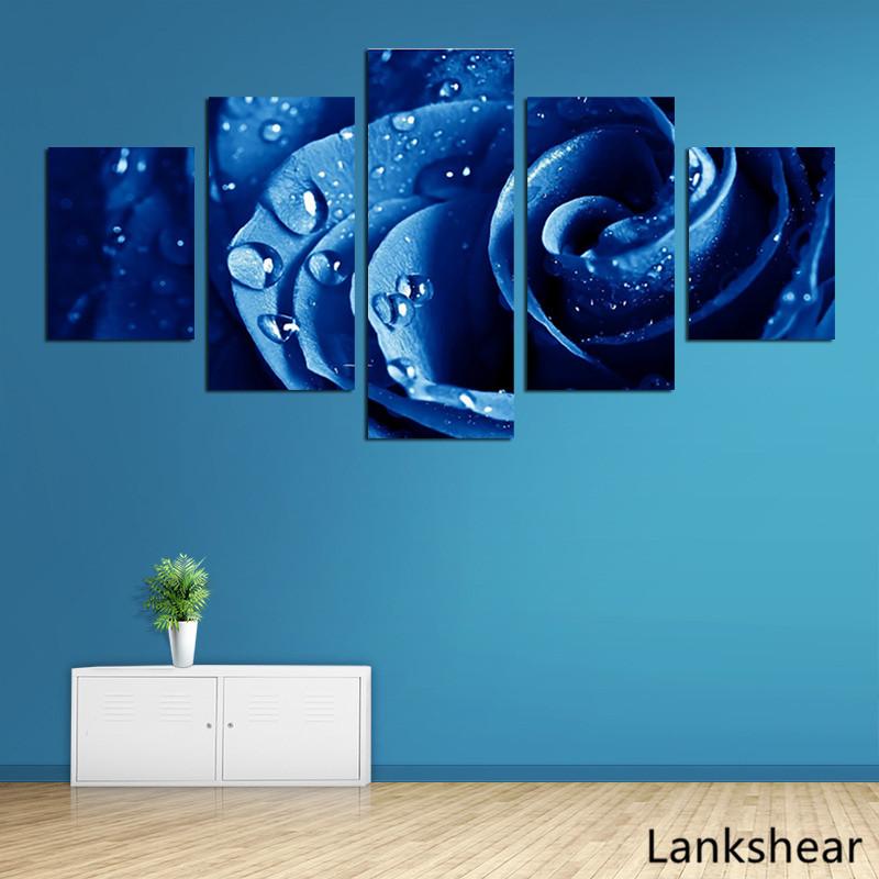 Большая голубая роза с цветочным принтом на холсте, настенные художественные постеры и принты, большие современные цветы, домашний декор, принт, мульти-арт для спальни