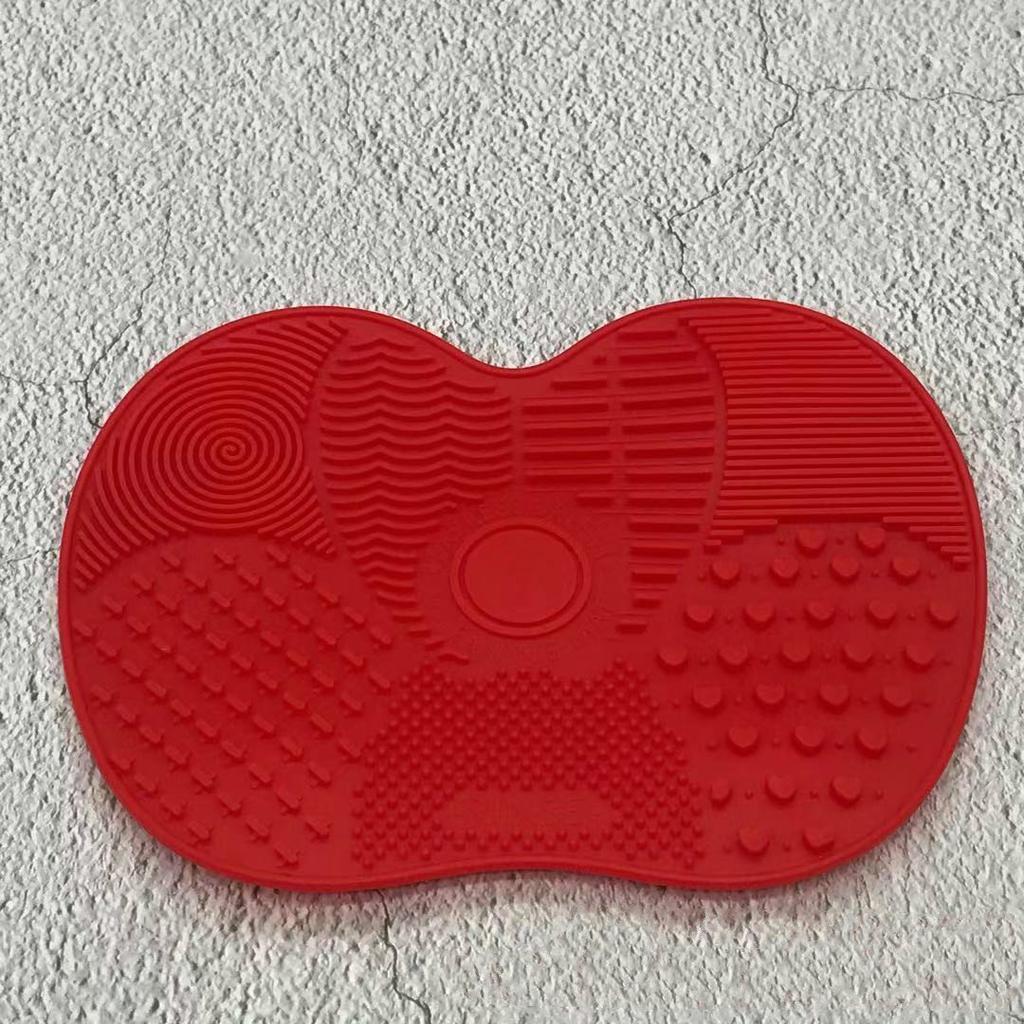 Чистый цвет, силиконовая чистящая подушечка для яблока с присоской, противоскользящая маленькая косметическая кисточка для макияжа, чистящая подушечка для макияжа