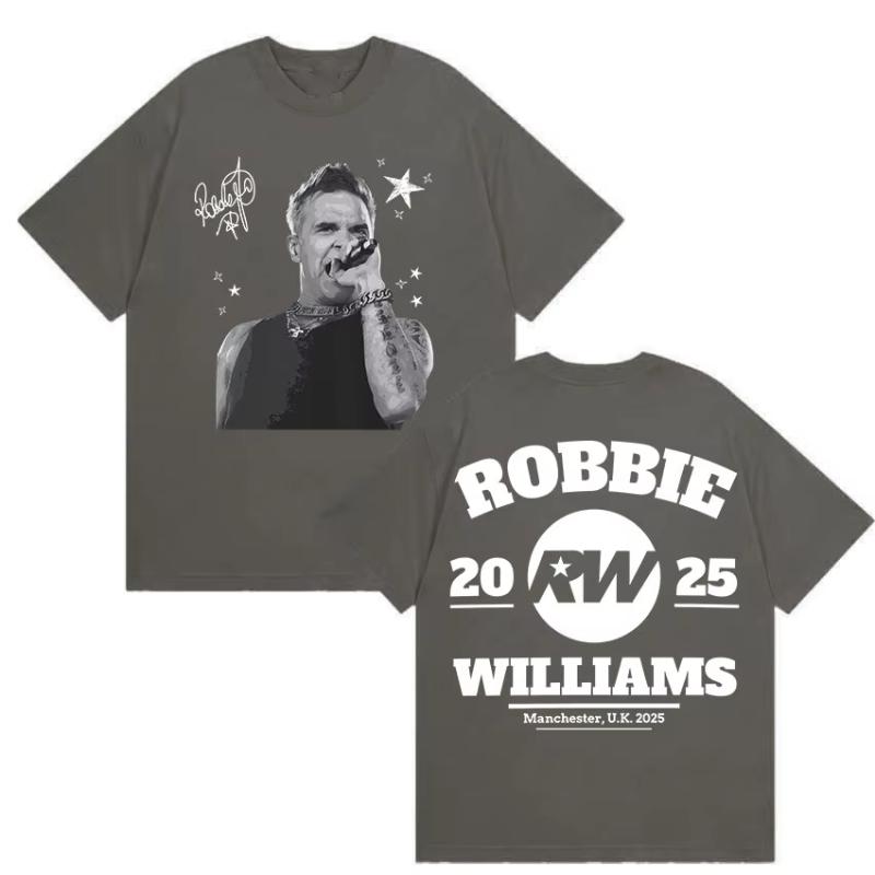 Robbie Williams Rw Album 2025 Print TShirts Unisex Women Hip Hop Loose ONeck Clothing T Shirt Casual Cotton Short Sleeve Tshirt