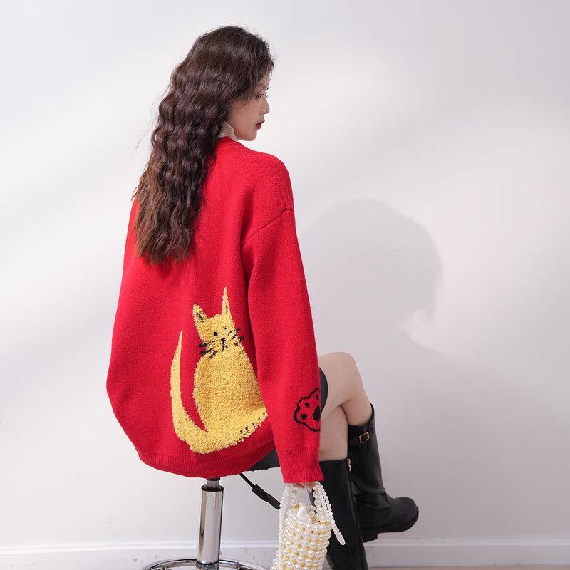 IMAGINEX Women's Cartoon Long-Sleeve Jacquard Sweater