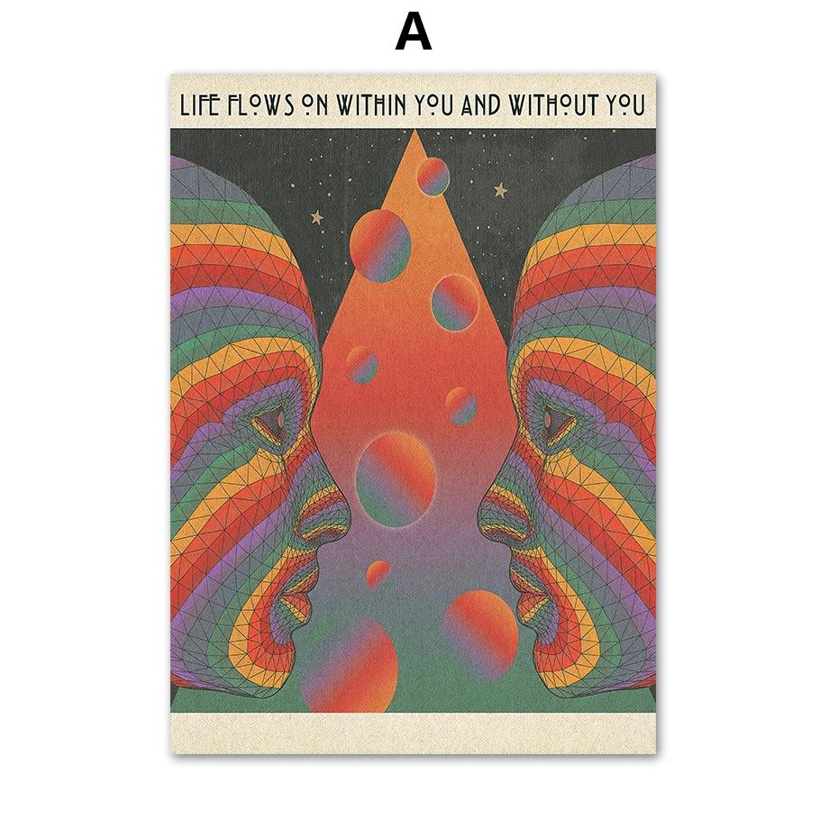 Психоделический глаз гриб рок-группа ретро бохо настенное искусство скандинавские постеры картины на холсте принты настенные картины для декора гостиной
