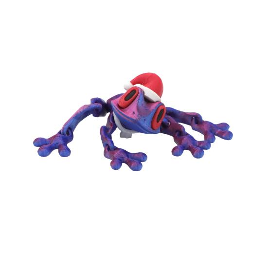 Рождественская шапка Лягушка Магнит на холодильник Напечатанный на 3D Подвижные суставы Лягушка Игрушка-непоседа Шарнирная модель животного