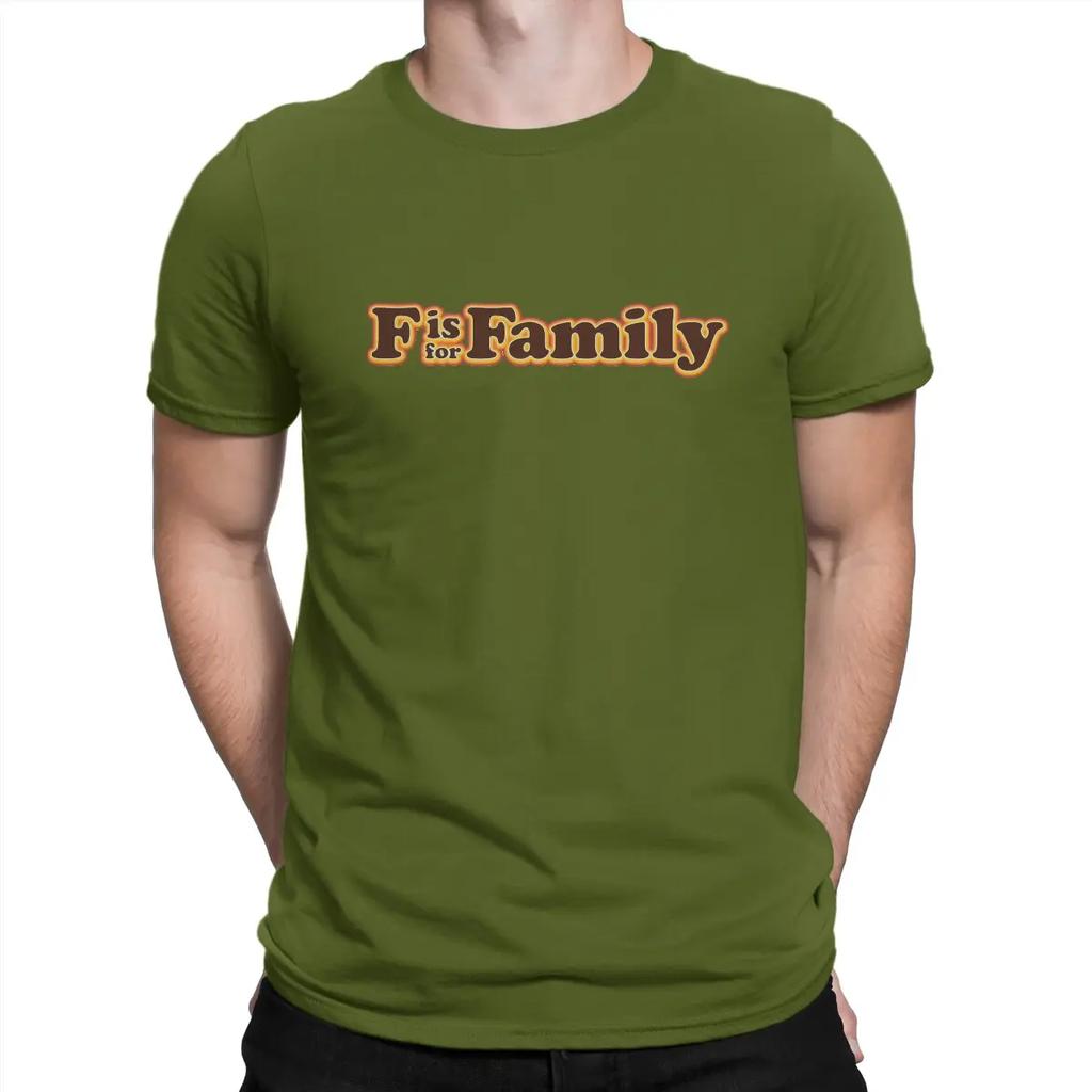 Sign Men T Shirt F Is For Family Crazy Tees Short Sleeve Round Collar T-Shirts 100% Cotton Gift Clothing