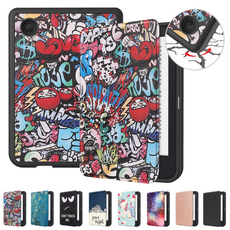 Чехол funda для KOBO Clara 2E Чехол 2022 Smart Cover Искусственная кожа Силиконовая задняя крышка Полный корпус Чехол для электронной книги для Etui Kobo Clara 2e Чехол Capa