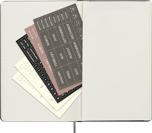 Moleskine 12-месячный недатированный еженедельник, большой формат (13 см x 21 см), Черная твердая обложка, DHUNDB12WN301