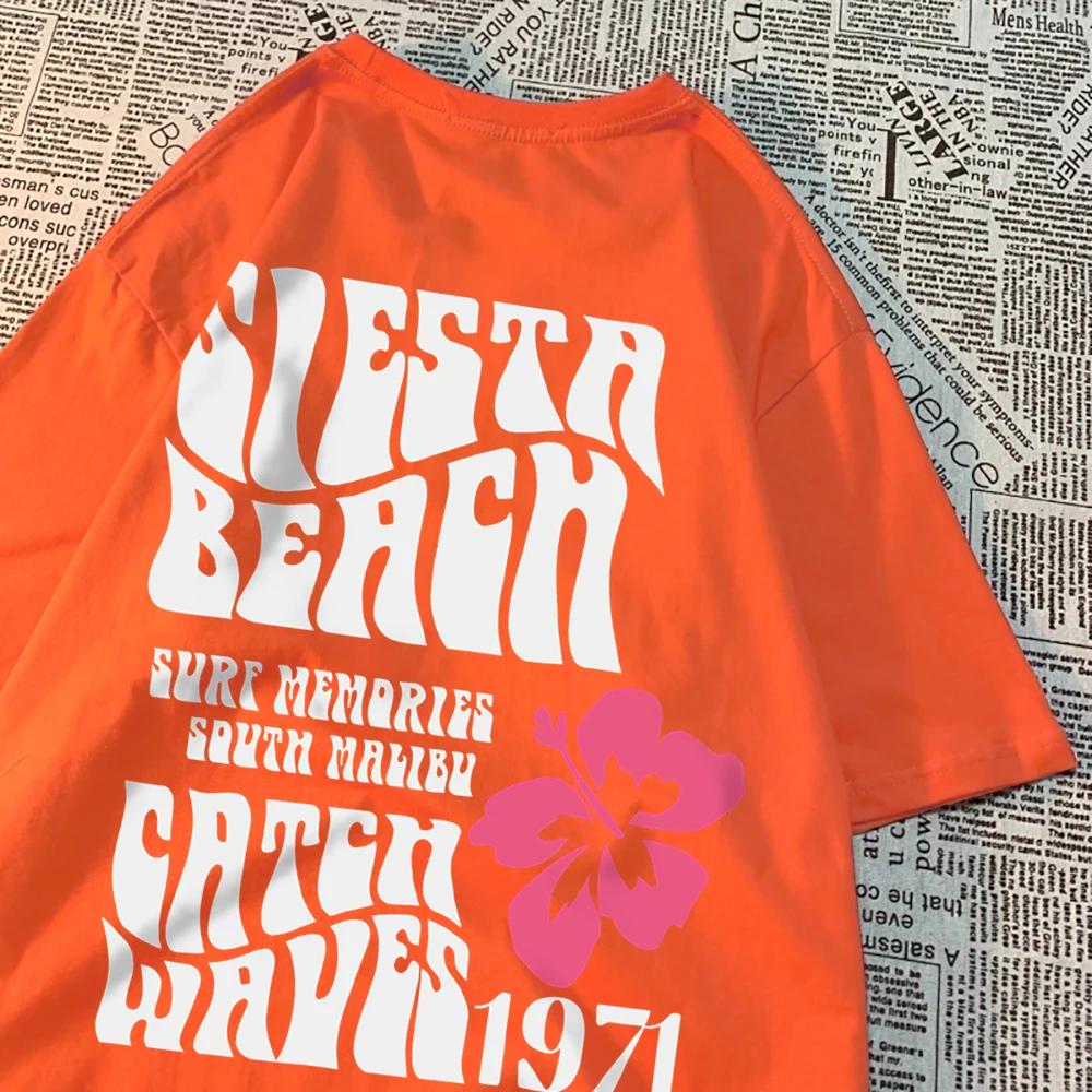 Siesta Beach Catch Waves 1971 Man Women T Shirt Brand Quality Short Sleeve Oversize Hip Hop T-Shirt Crewneck Cotton Loose Tops