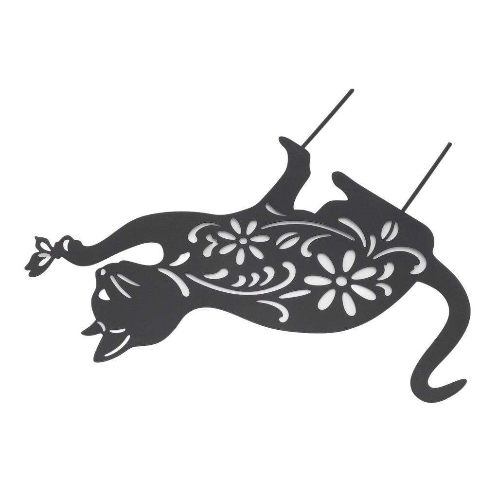 Статуэтка Черного Кота Милый Черный Кот Яркий Внешний Вид Полый Дизайн Прочный Металл Декор Черного Кота для Дома Сада Заднего Двора