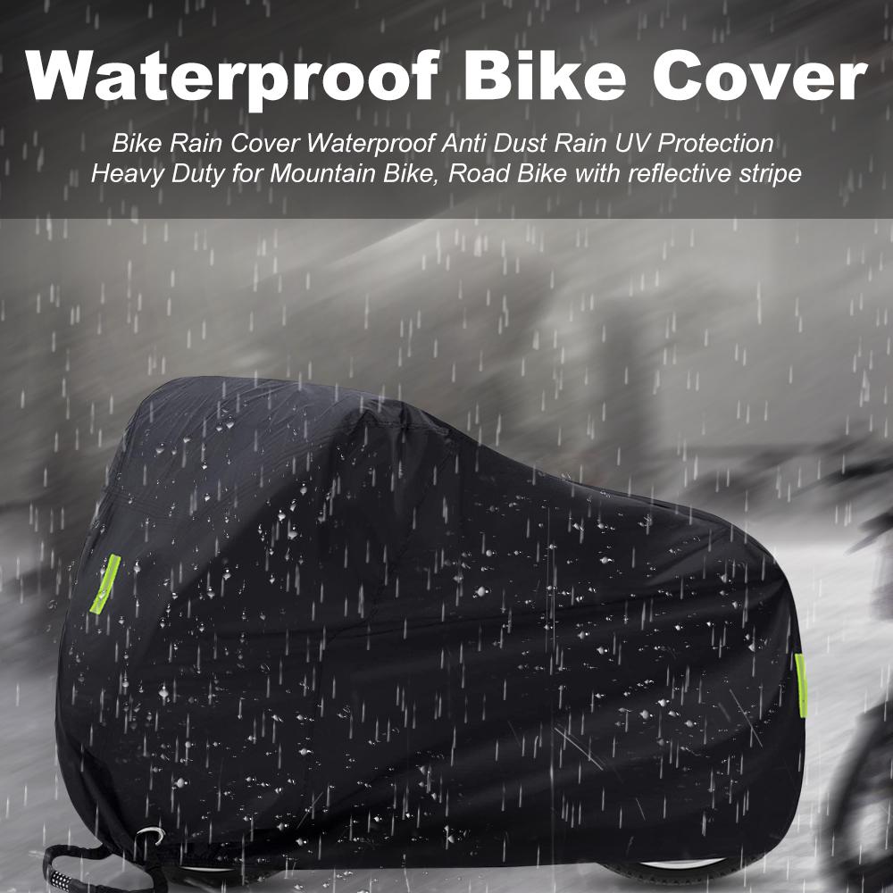 Bike Cover Bicycle Cover Bike Rain Cover Waterproof Anti Rain UV Protection Heavy Duty for Mountain Bike Road Bike with reflective stripe Lock hol