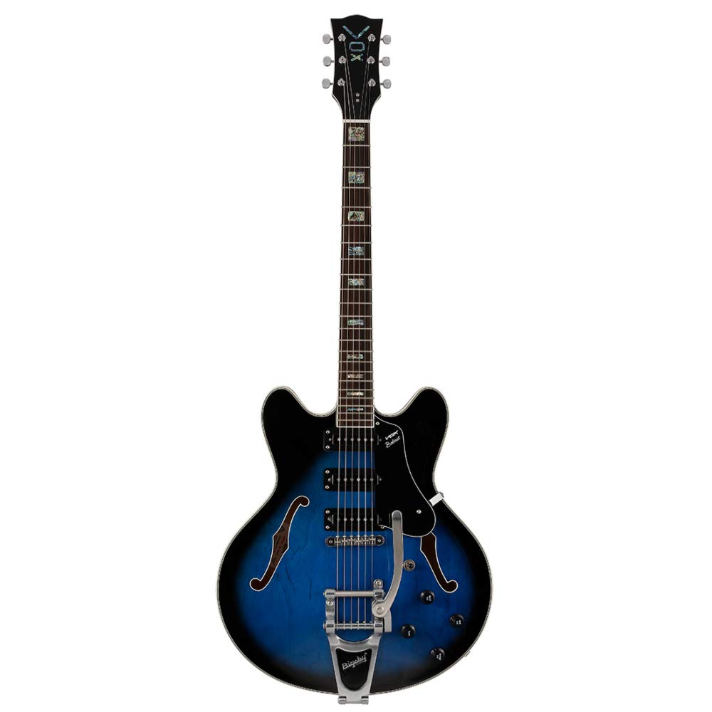 VOX Electric Guitar Bigsby Bridge with 3 Single PUs Bobcat S66 with Bigsby Sapphire Blue Semi-Hollow
