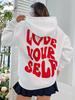 Хлопковые толстовки с принтом Love Yourself, повседневные пуловеры большого размера, трендовый удобный спортивный костюм, повседневная женская толстовка в стиле Харадзюку