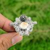 Shiva Eye Shell Gemstone Boho Stackable Flower Ring Jewelry 925 Sterling Silver