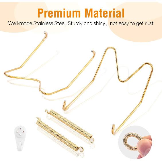 Bilillo 2 Pack Plate Hangers for The Wall, Suitable for 10-14 inch Decorative Plate, Stainless Steel Invisible Heavy Duty Wire Plate Holder with Wall