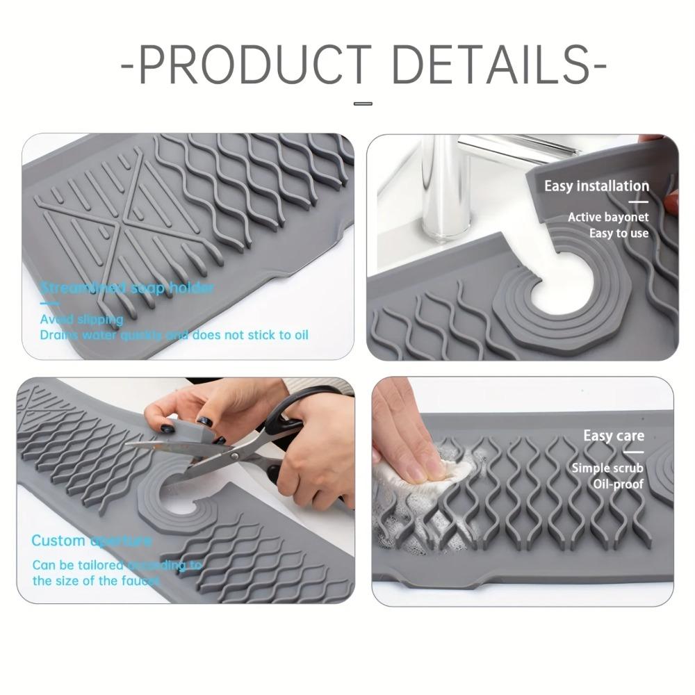 Slope Design Kitchen Sink Splash Pad Extended Sink Draining Pad Faucet Splash Guard  Washbasin
