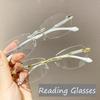 Fashion Women's Trendy Rimless Reading Glasses Unisex HD Lens Diamond Cut Presbyopia Eyeglasses Finished Far Sight Eyewear +1.0 To +4.0