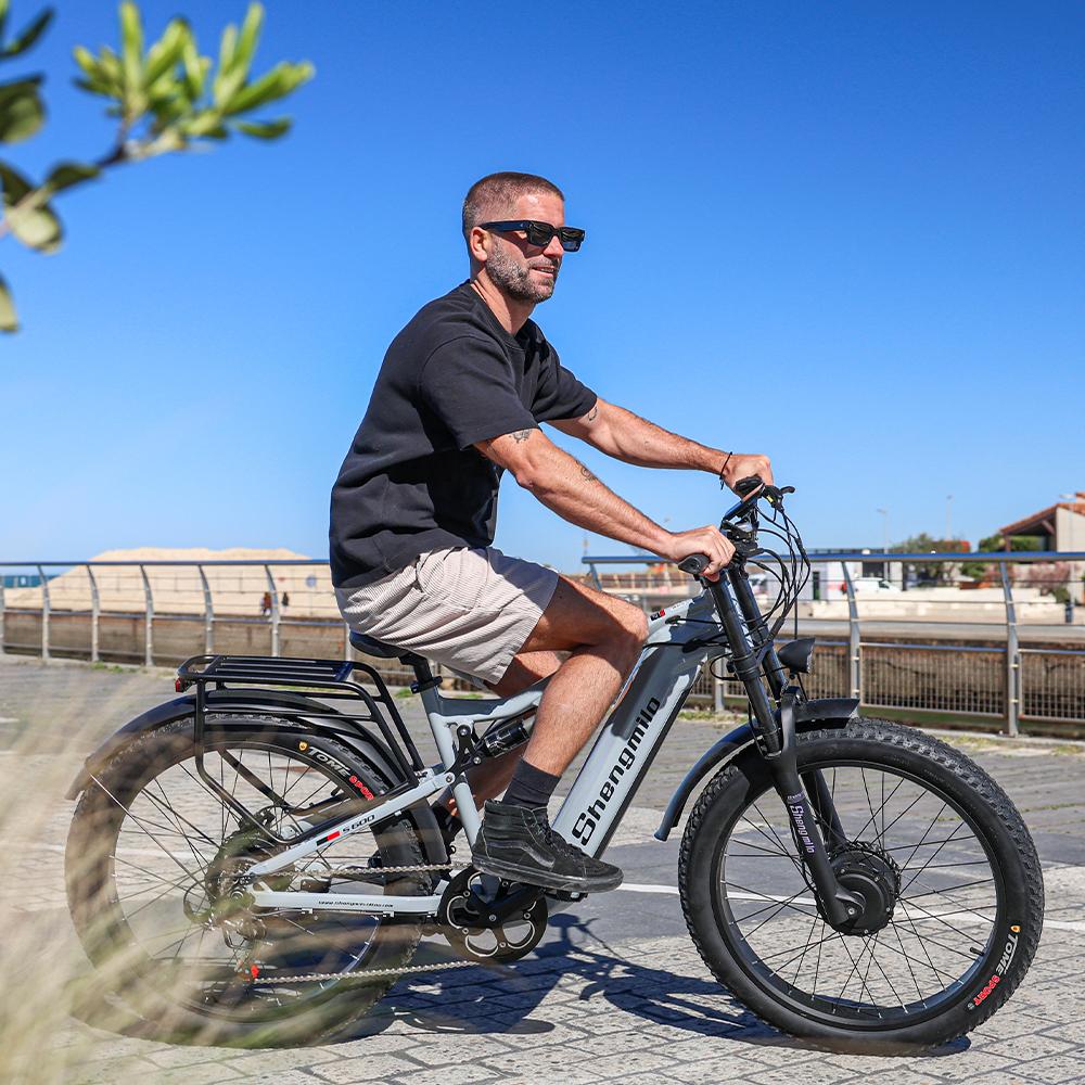 Shengmilo Электрический горный велосипед S600 26", 2000 Вт двойной двигатель, аккумулятор Samsung 840 Втч, гидравлические тормоза, 7-скоростная Shimano