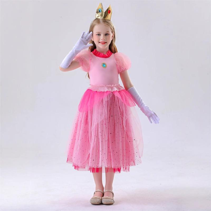 Halloween Cosplay Costume Children's Peach Princess Dress Pink Peach Stage Performance Costume