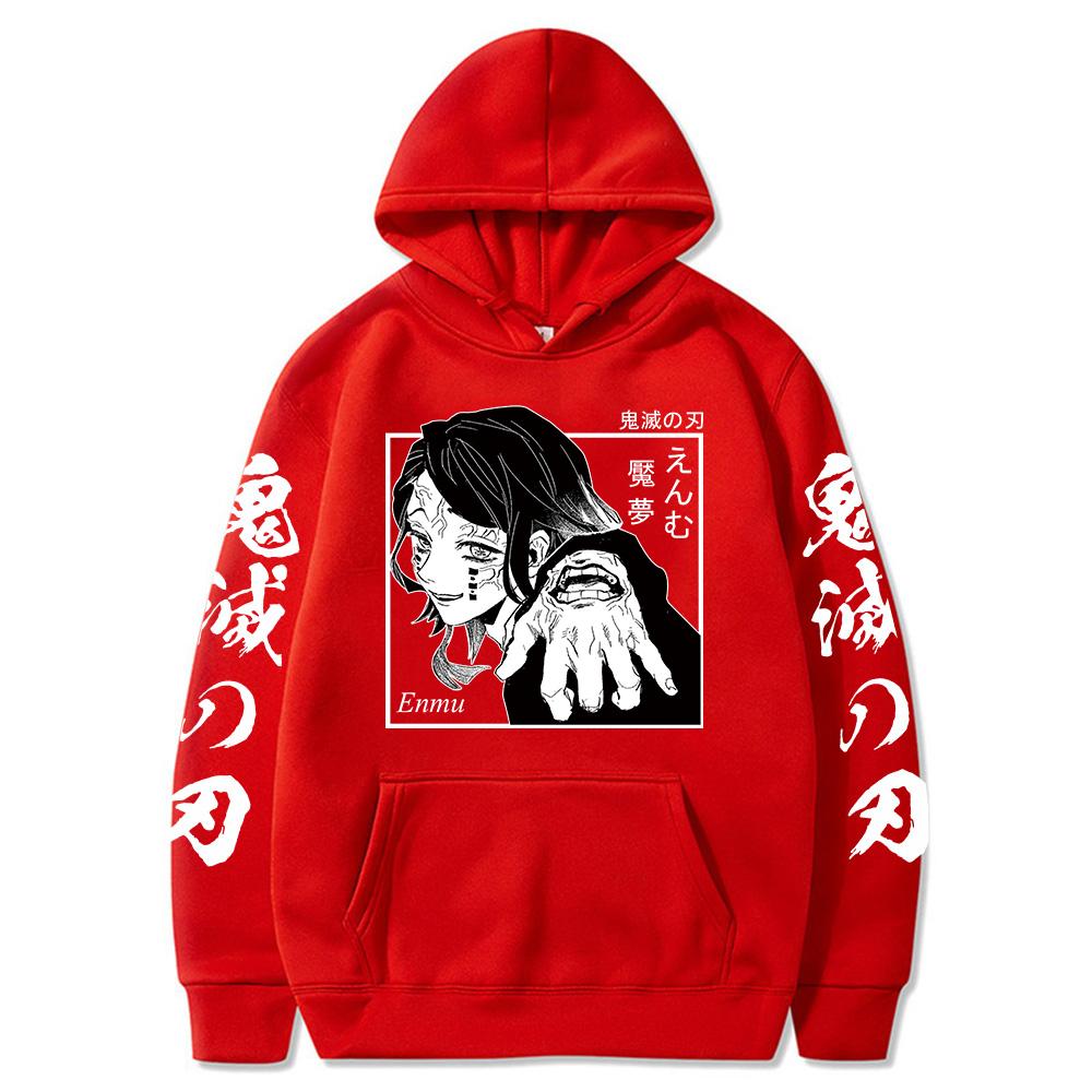 Anime Demon Slayer Enmu Hoodies Unisex Casual Long Sleeve Pullover Sweatshirt Harajuku Oversized Unisex Streetwear Hoodie