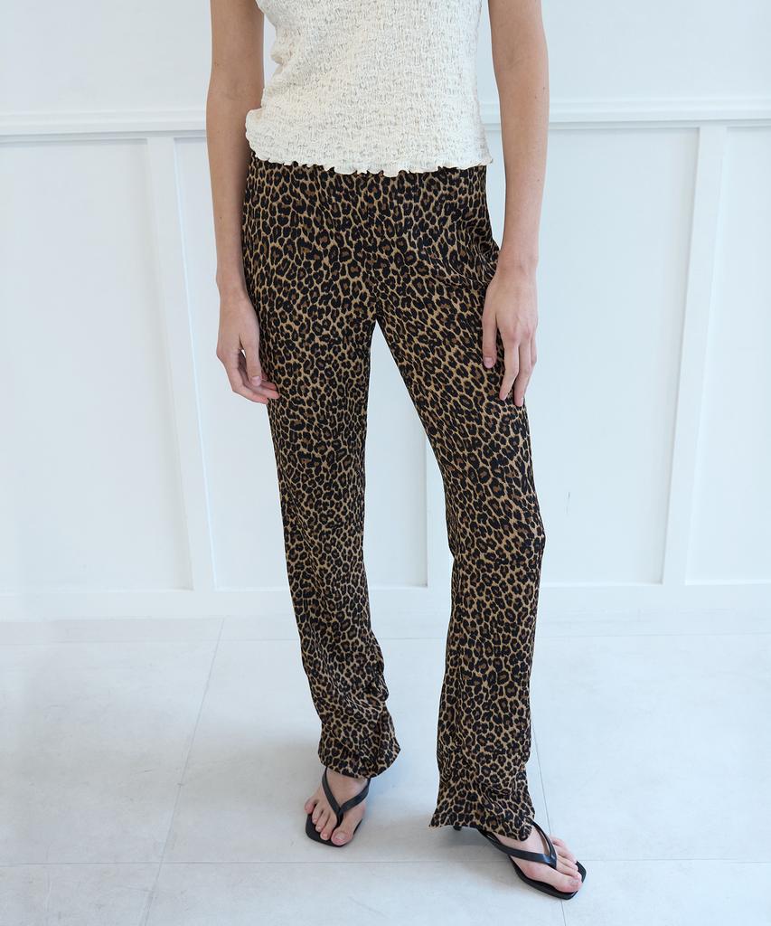 NUAKLE Leopard Banding Bootcut_Brown
