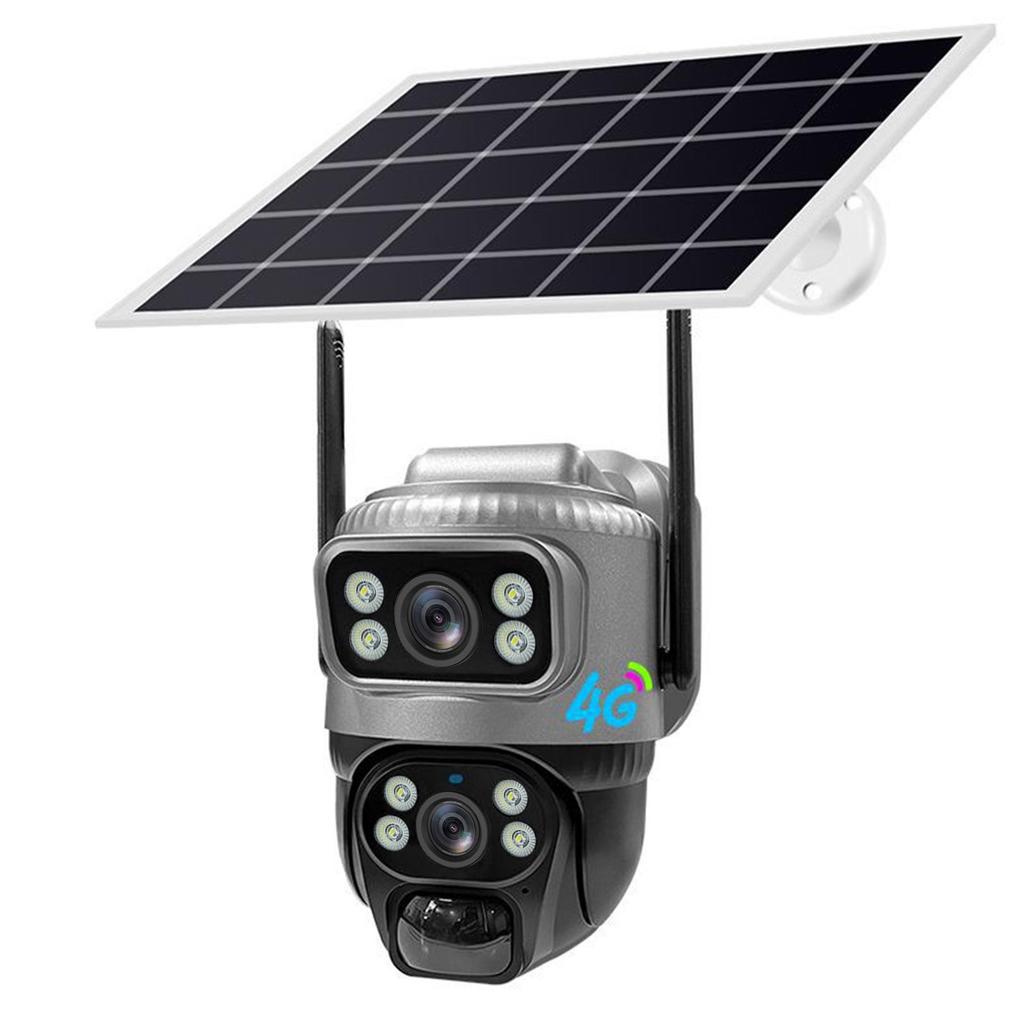 V380 Двойная линза 4G Солнечная CCTV камера - Уличный беспроводной монитор с мобильным удаленным доступом